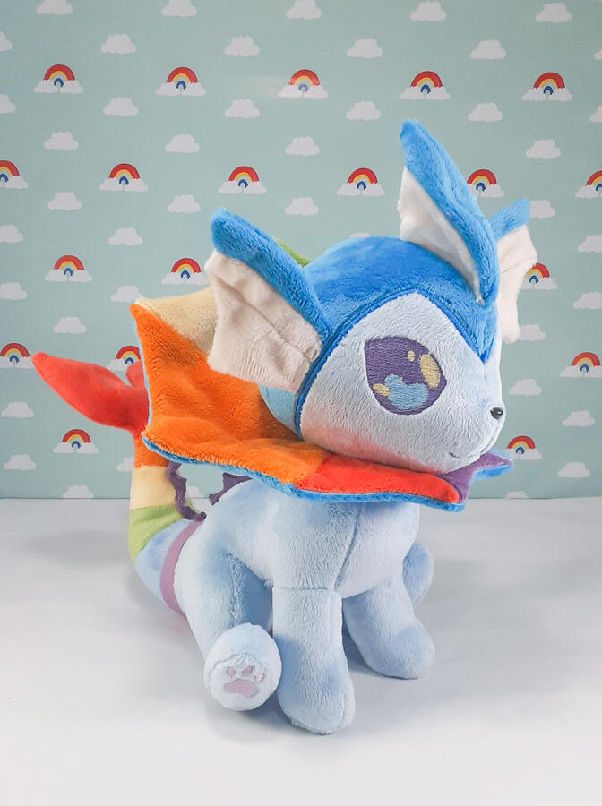 Vaporeon plush with rainbow accents