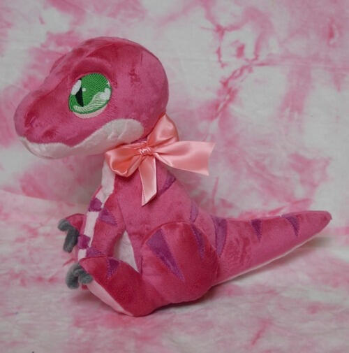 Pink raptor (2017) A hot pink dinosaur plush